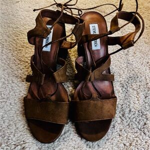 Steve Madden Dark Brown Lace-Up Sandals
